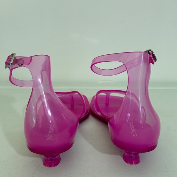 Jeffrey Campbell Pink Gummy-THG Ankle Wrap Kitten Heel Jelly Thong Sandals Sz 10 - Picture 3 of 7